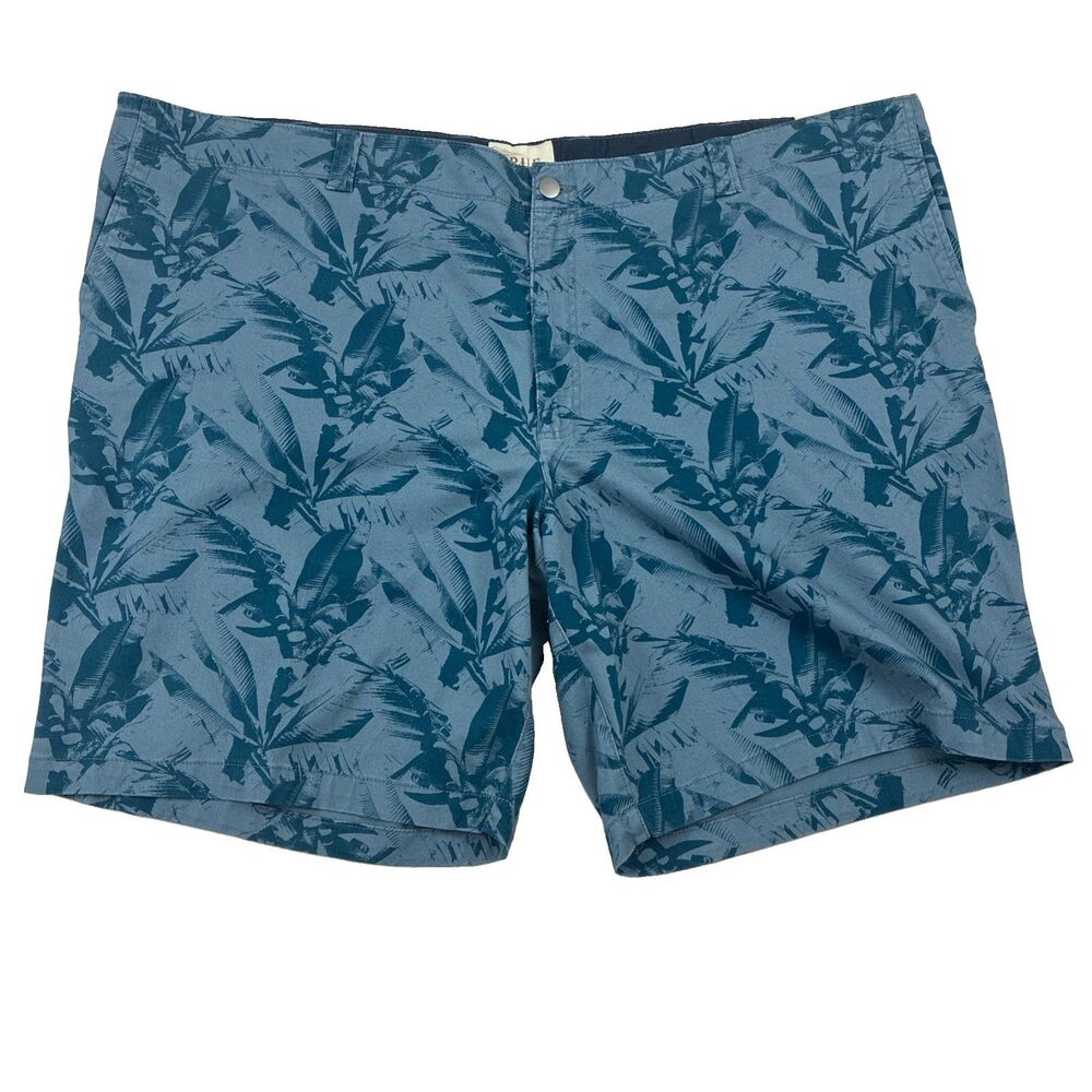 True Nation Shorts Men's 48 Chino Tropical Leaf Design Island Beach Floral Blue